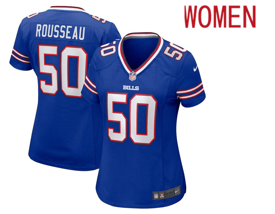 Women Buffalo Bills #50 Gregory Rousseau Nike Royal Game NFL Jersey